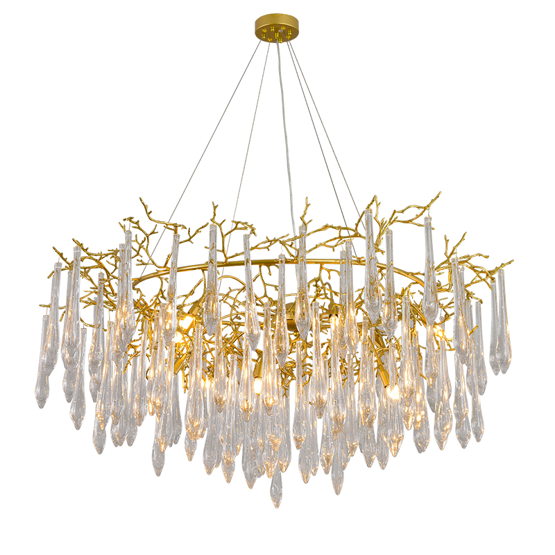 copper branch crystal art chandelier