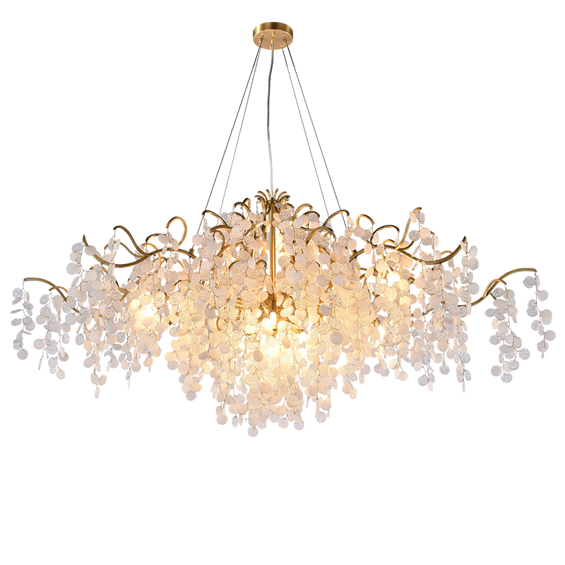 Copper and glass long pendant lamp